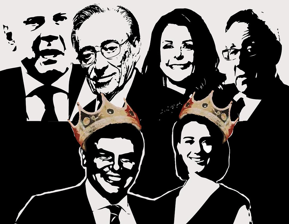 From the back, from left to right: Steve Roth, Larry Silverstein, MaryAnne Gilmartin and Stephen Ross; the front, from left to right: Tucker Reed and Jessica Lappin